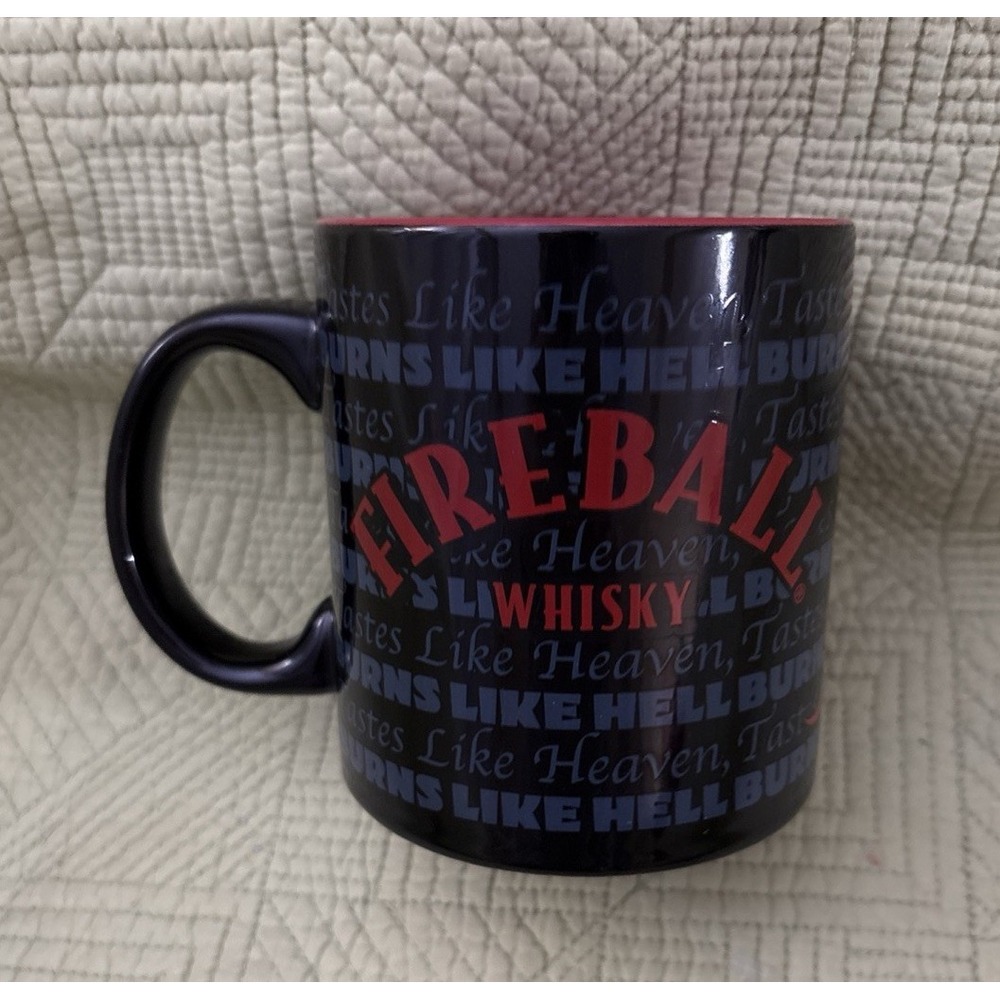 Fireball Whiskey Coffee Mug Cup Tastes Like Heaven Burns Like Hell Black Red New